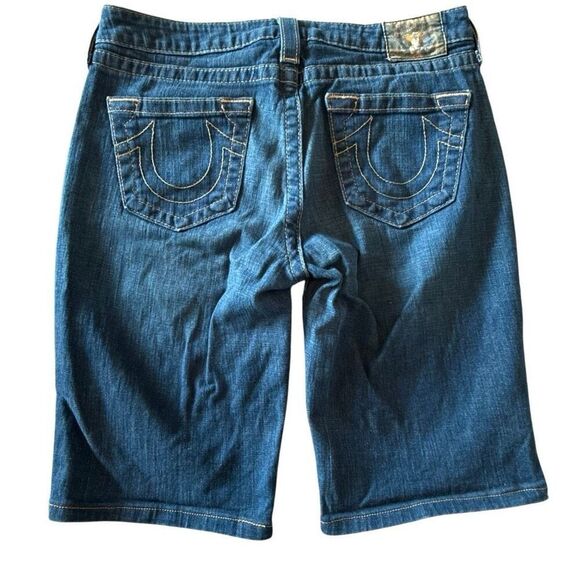 True Religion Zip Fly Bermuda Denim Jean Shorts Light Wash Blue Size 30 - Picture 2 of 7